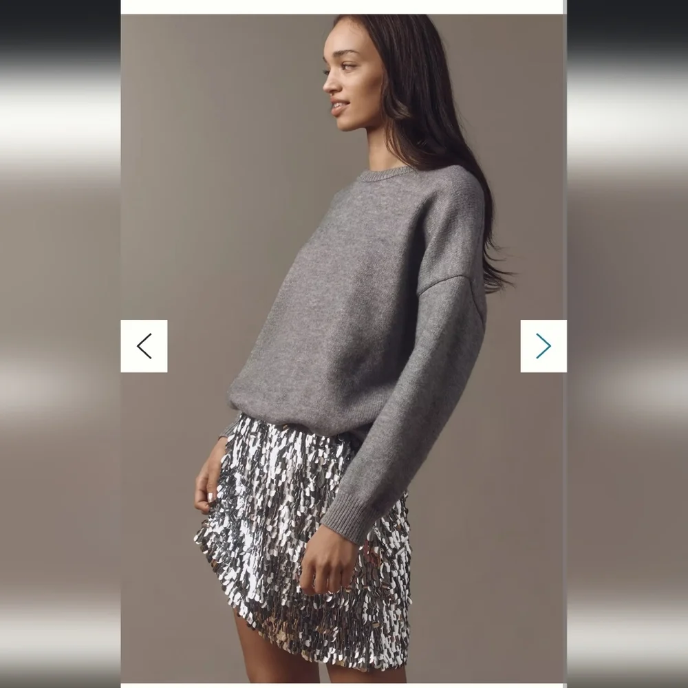 Anthropologie Mare Mare Long-Sleeve Knit Sequin Twofer Mini Dress - Picture 4 of 6